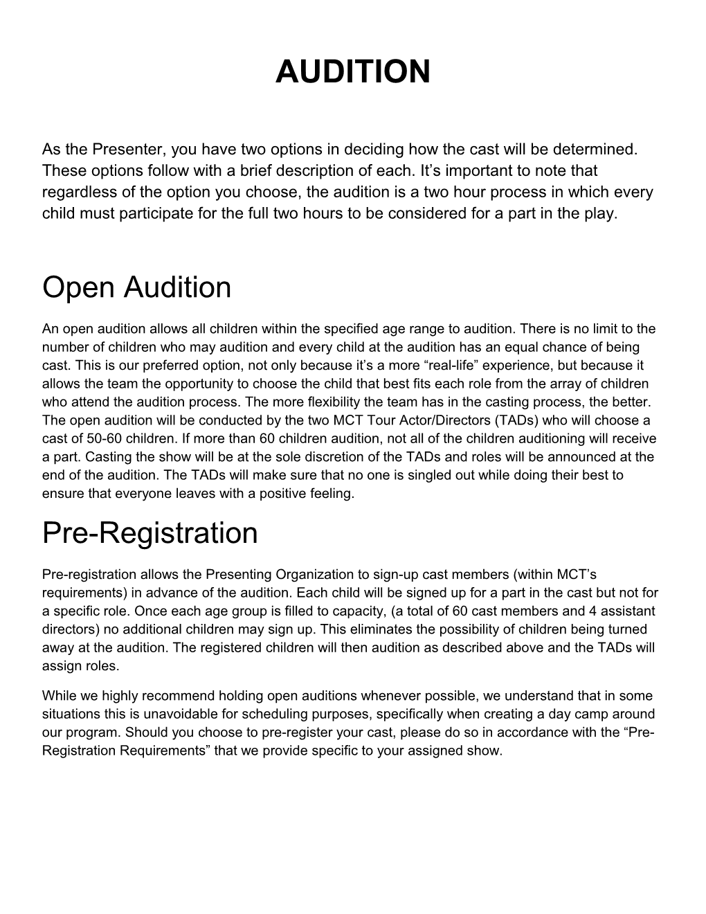 Open Audition