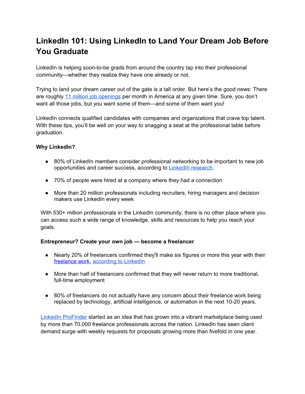 Linkedin 101: Using Linkedin to Land Your Dream Job Before You Graduate