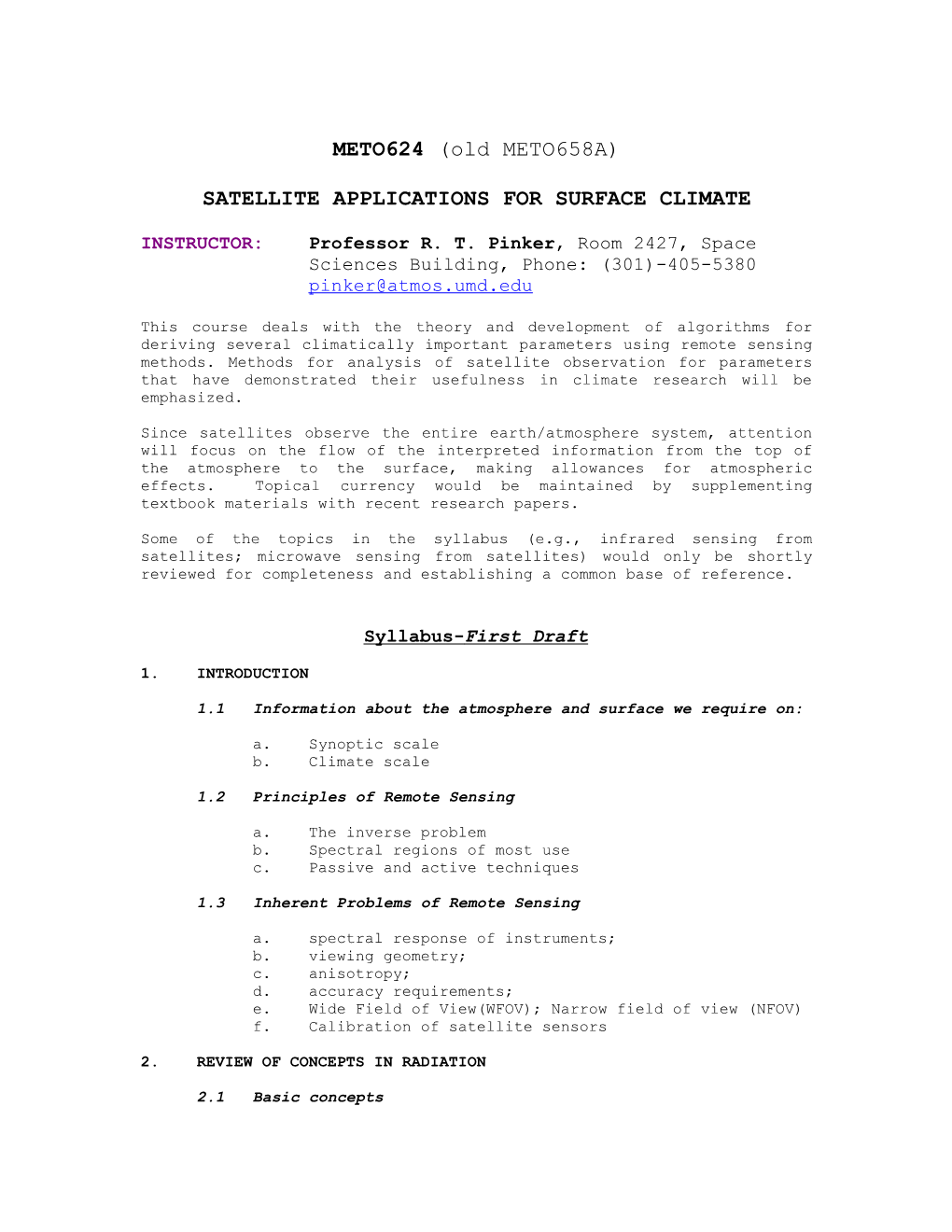 Satellite Applications for Surface Climate