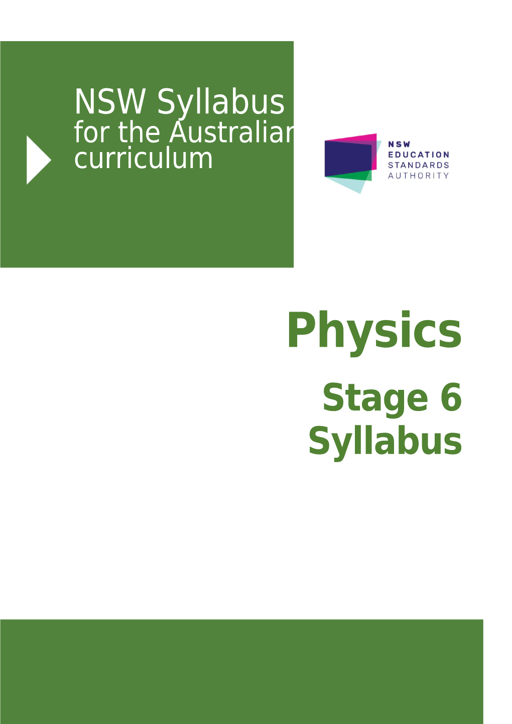 Physics Stage 6 Syllabus 2017