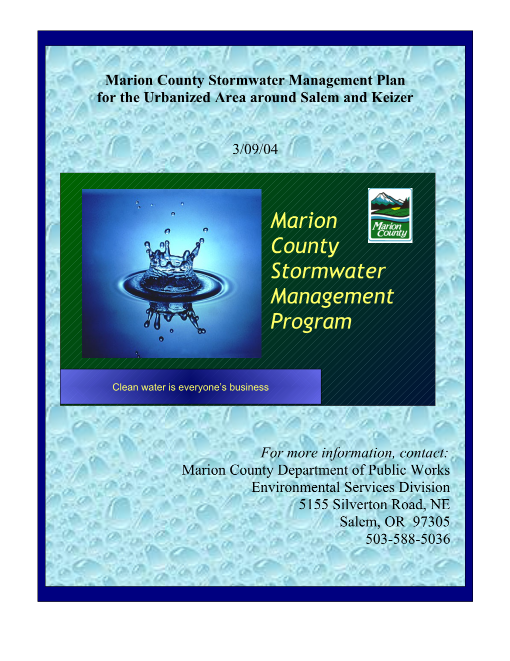 Marion County Stormwater Management Plan