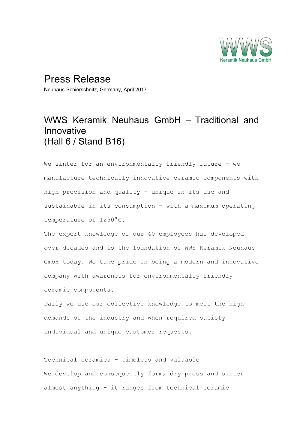 WWS Keramik Neuhaus Gmbh Traditional and Innovative