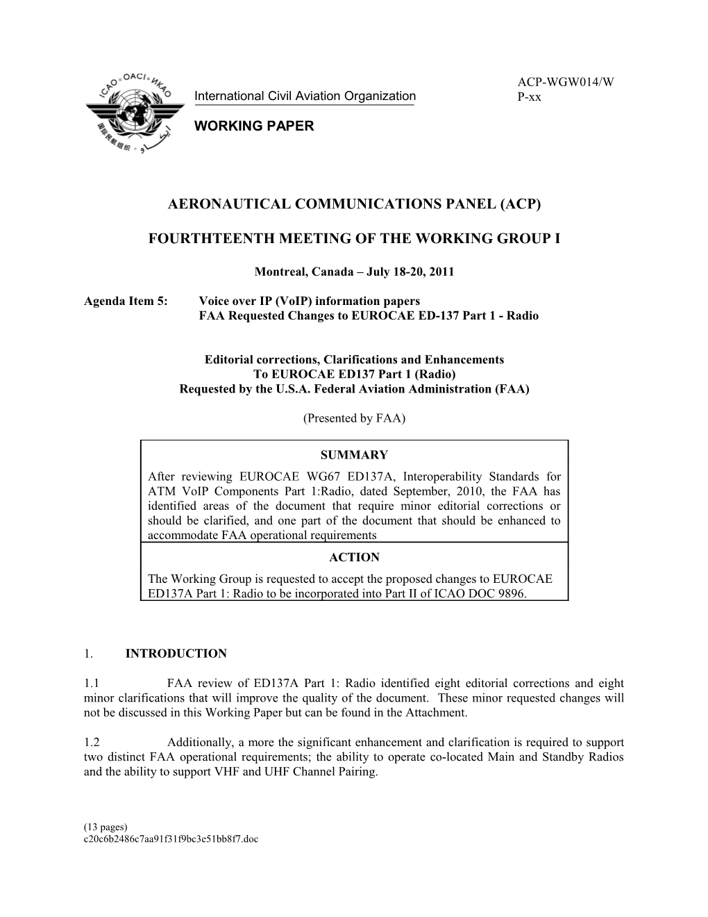 Requested Changes to ED137A Part 1