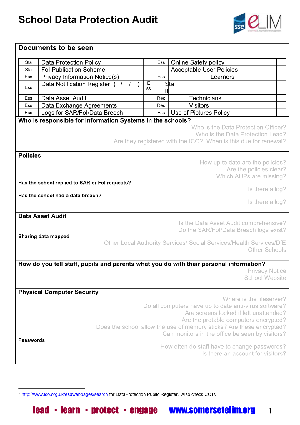 Data Protection Survey Form