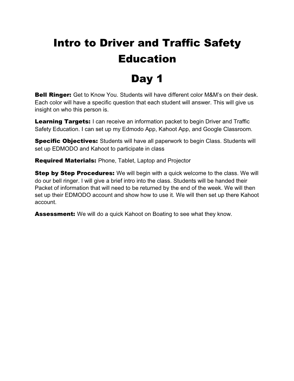 Intro to Driver and Traffic Safety Education