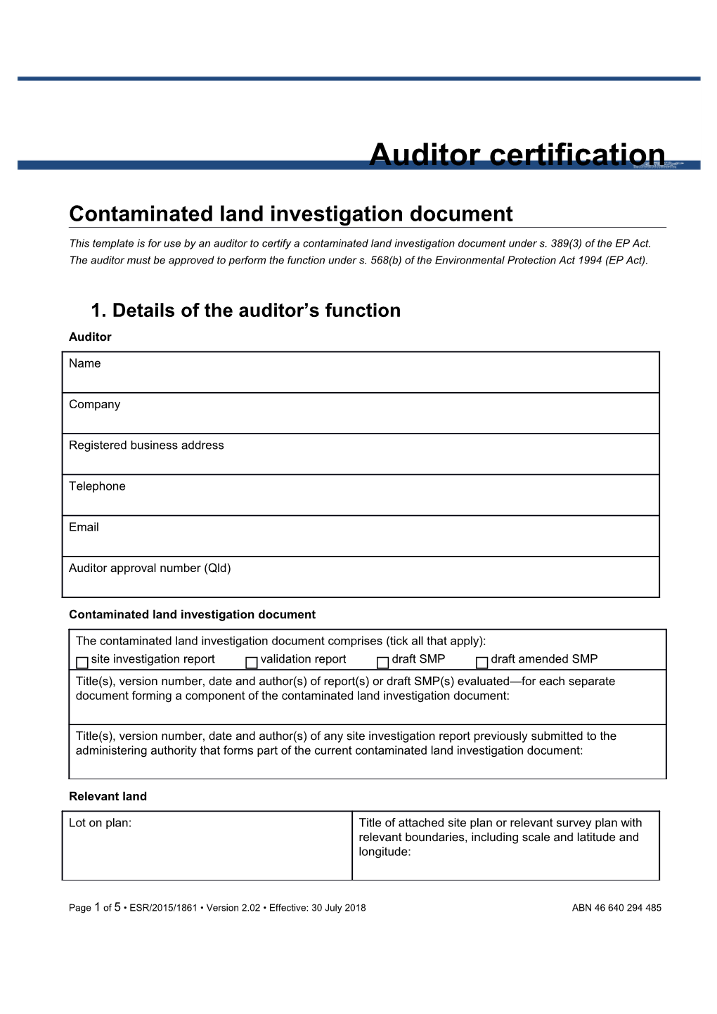 Auditor Certification Template