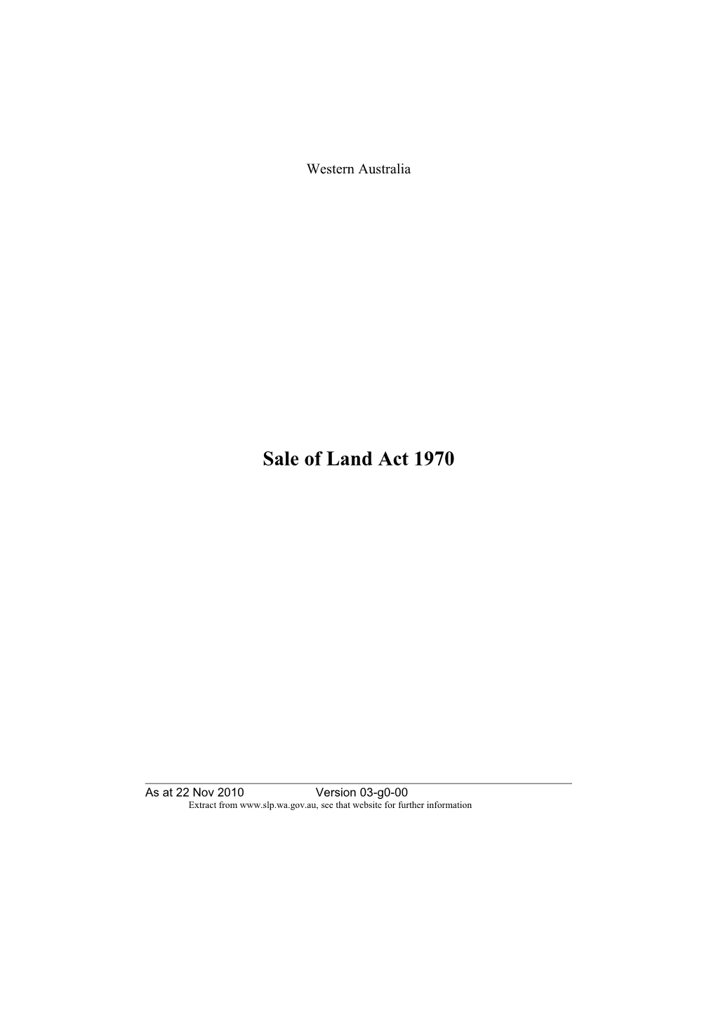 Sale of Land Act 1970 - 03-G0-00