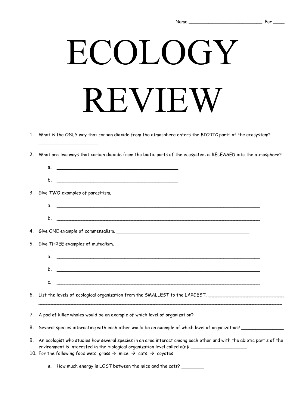 Ecology Review