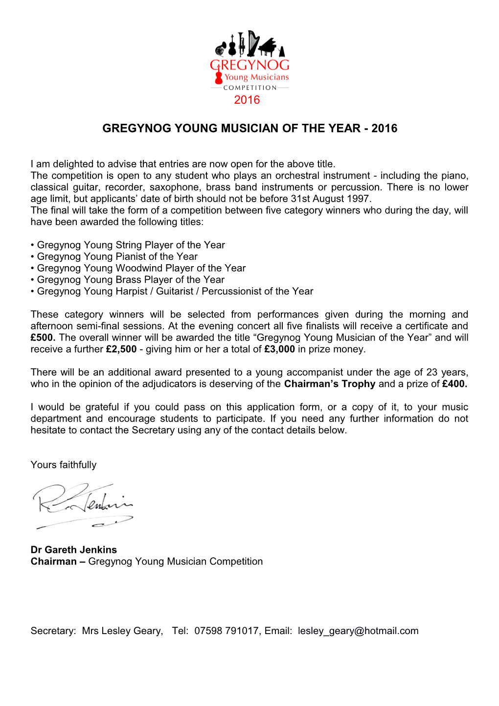 Gregynog Young Musician of the Year - 2016