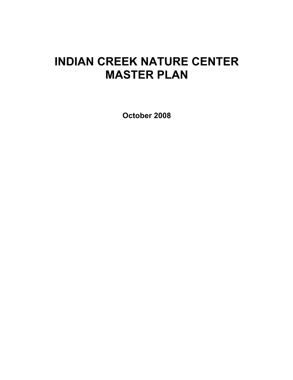 Indian Creek Nature Center Master Plan