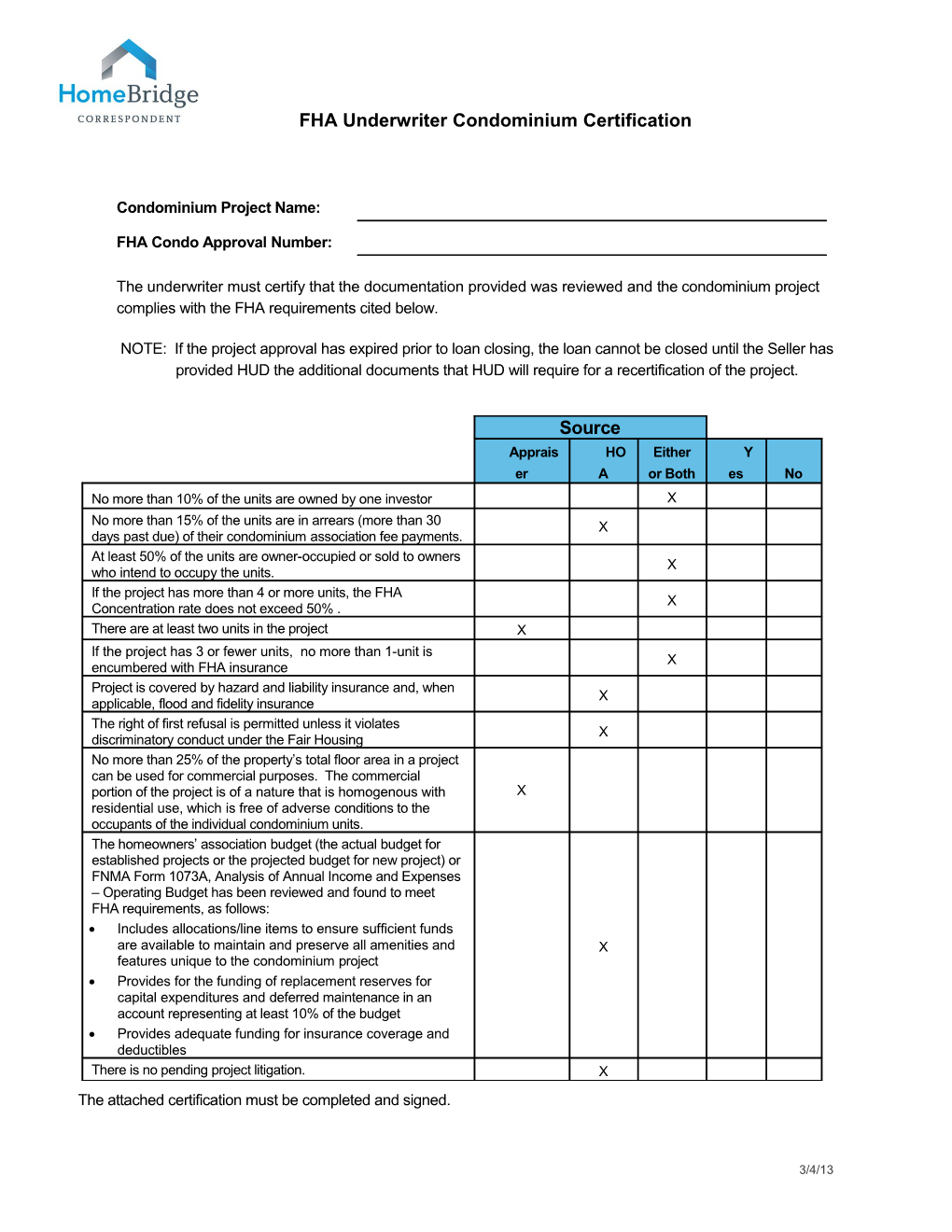 Recertification of Project Approvals That Were Approved Prior to 10/01/2008 and Which Approval