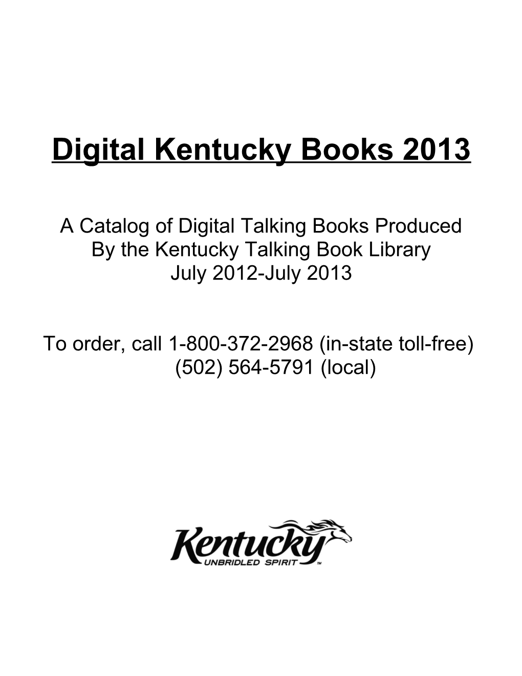 Digital Kentucky Books 2013