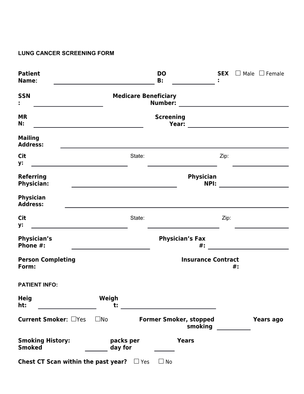 Lung Cancer Screening Form