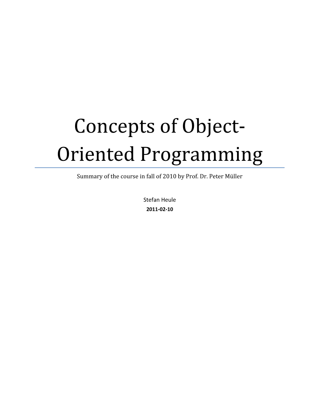 Concepts of Object-Oriented Programming