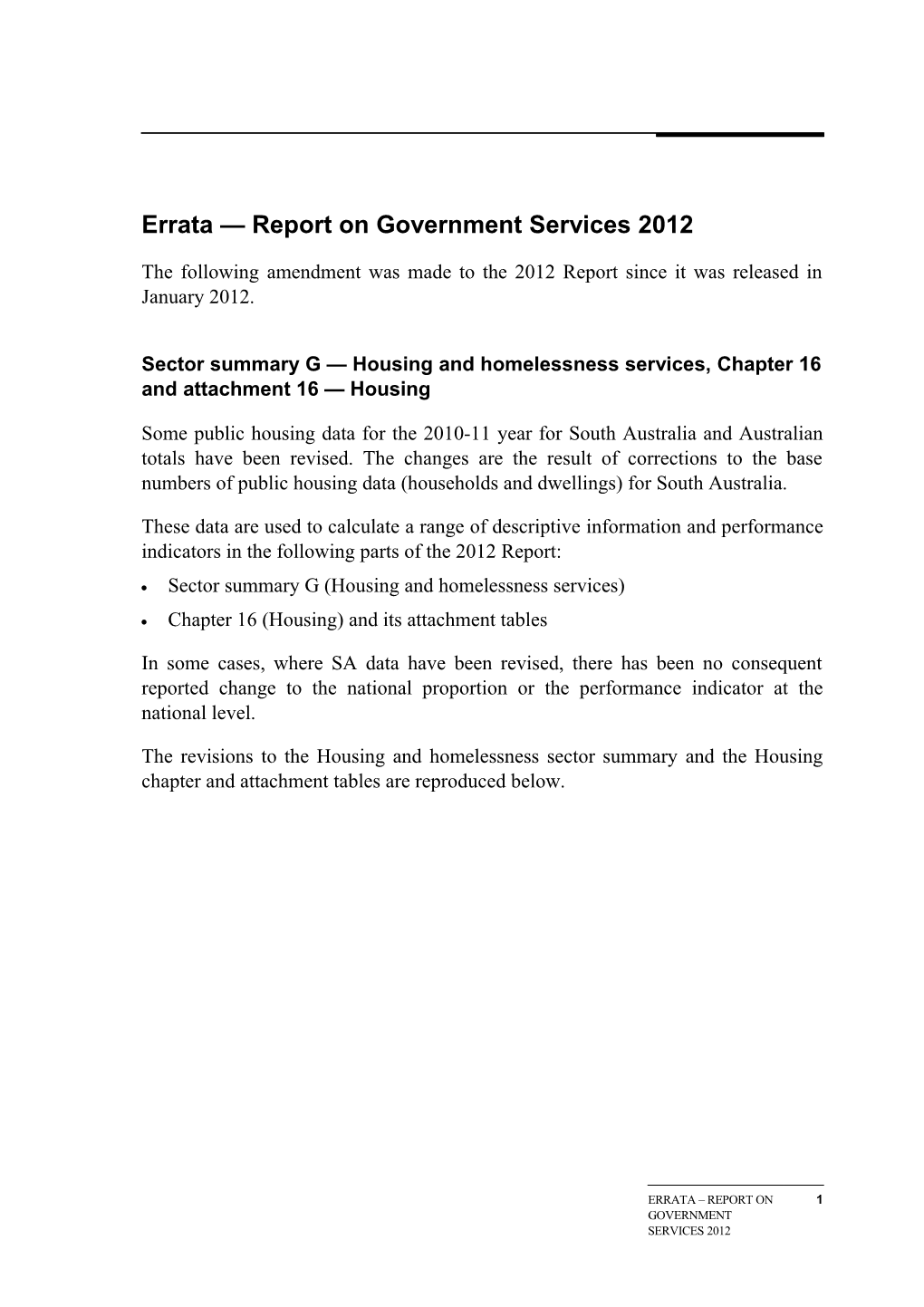 2012 Report Chapter 16 Housing Errata