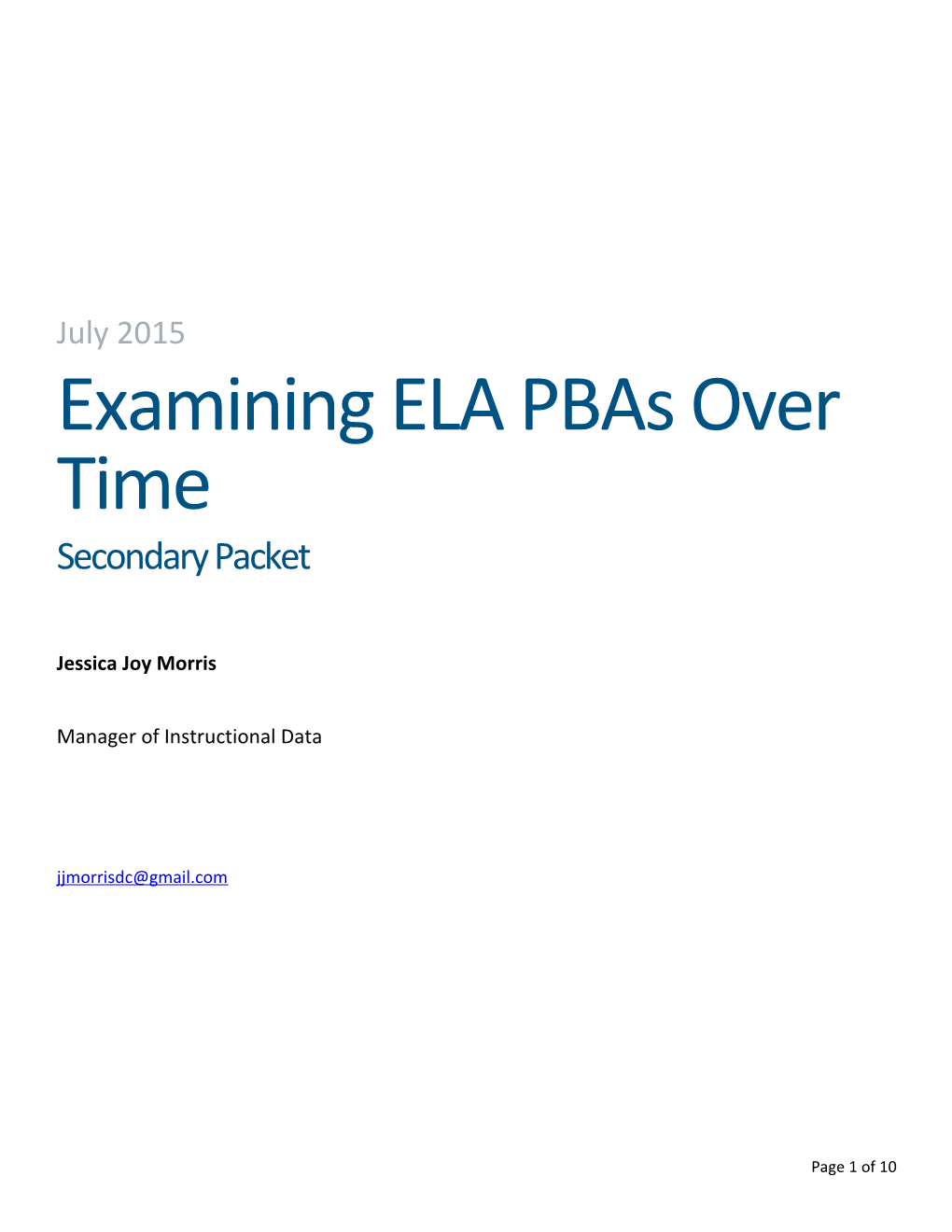 Examining ELA Pbas Over Time