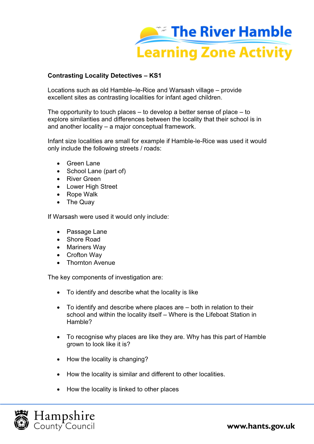 Contrasting Locality Detectives KS1