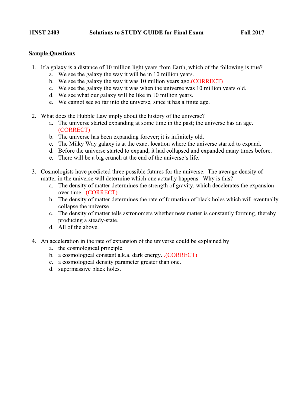 INST 2403Solutions to STUDY GUIDE for Final Examfall 2017