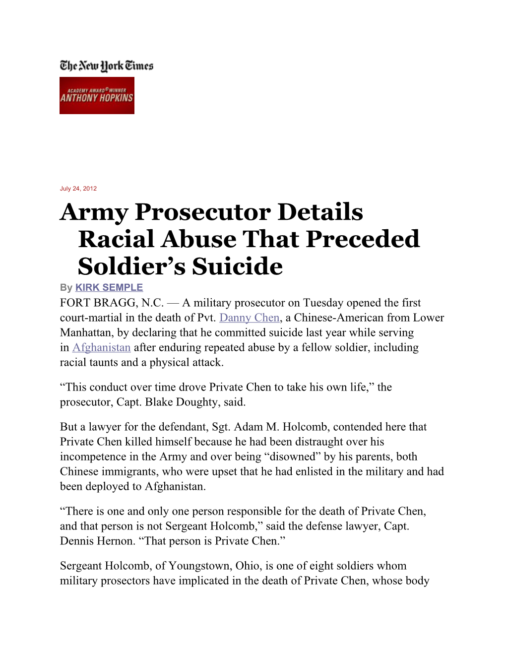 Army Prosecutor Details Racial Abuse That Preceded Soldier S Suicide