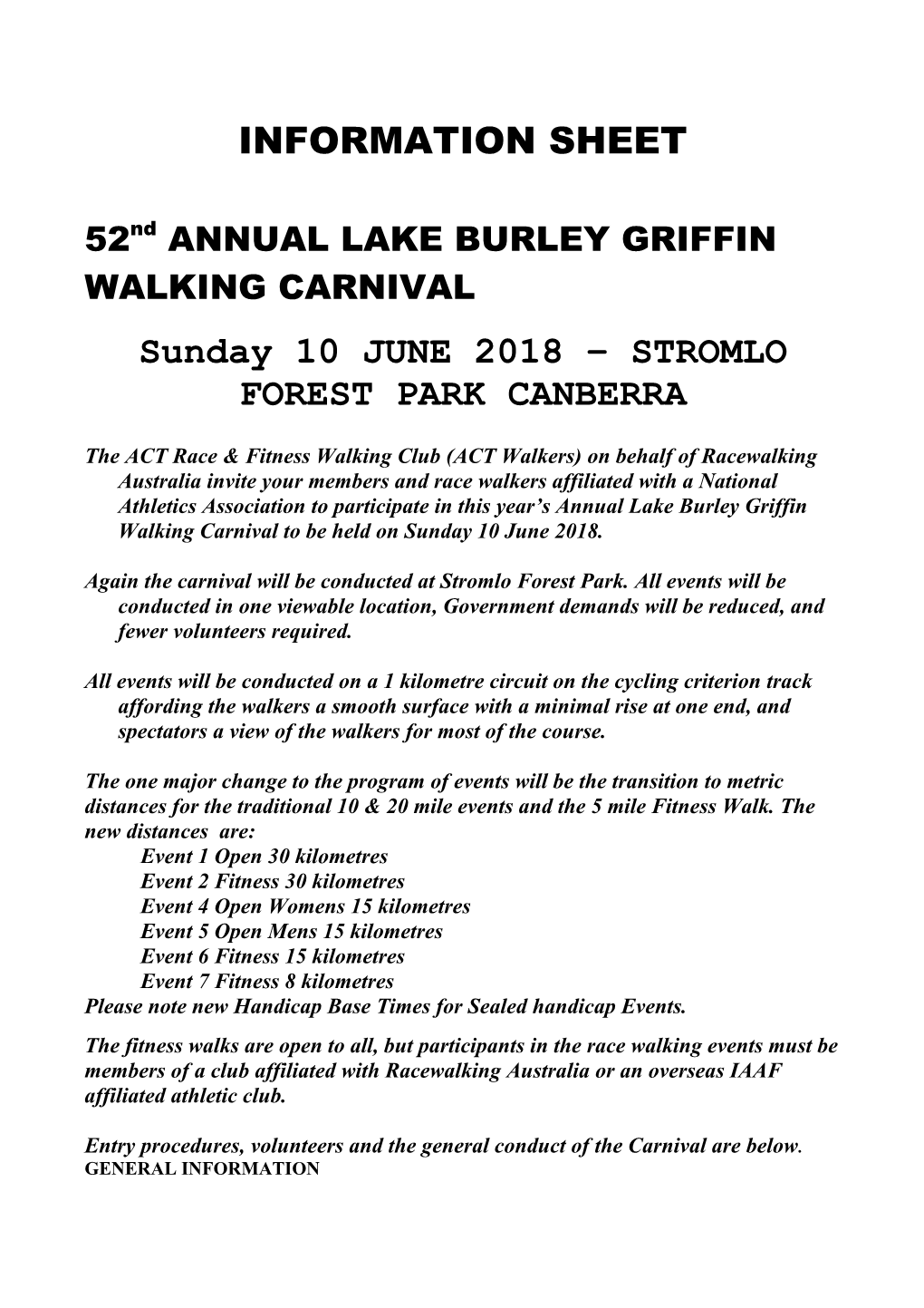 52Nd ANNUAL LAKE BURLEY GRIFFIN WALKING CARNIVAL