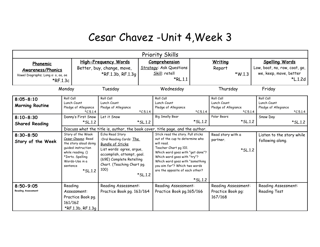 Cesar Chavez -Unit 4,Week 3
