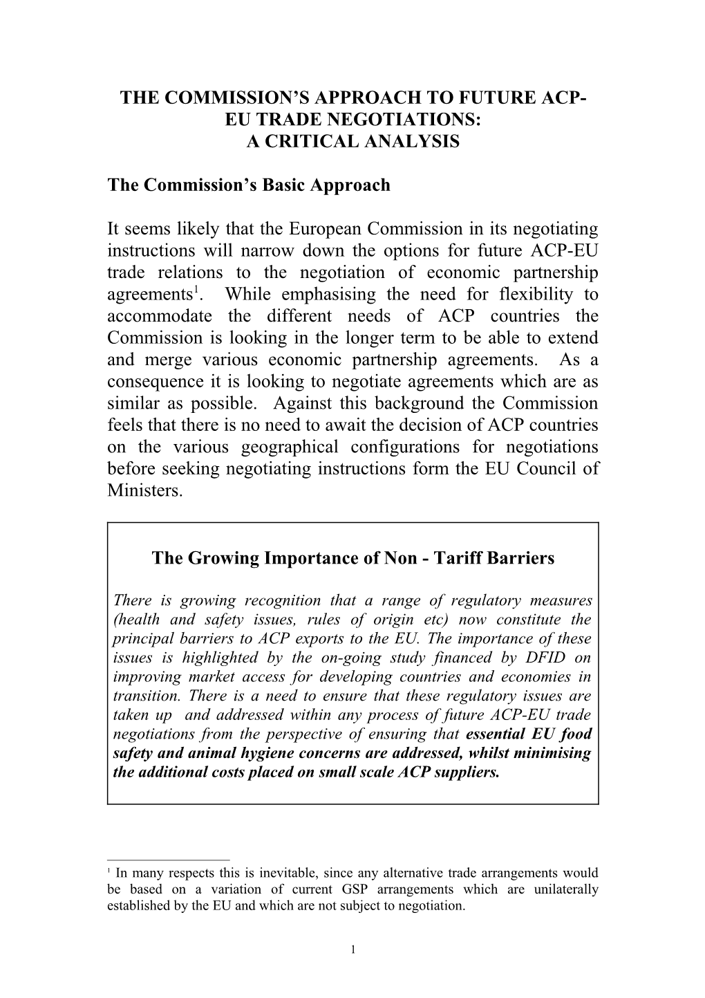 The Commission S Approach to Future Acp-Eu Trade Negotiations