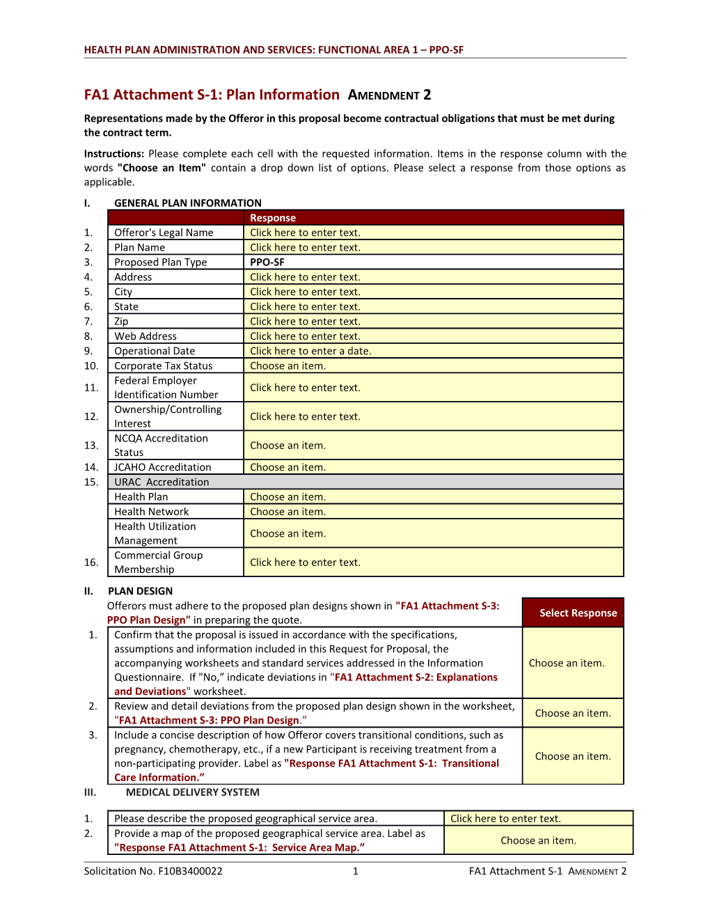 F10B3400022 Health Plan Administration Attach S PPO-SF Tech Proposal Form