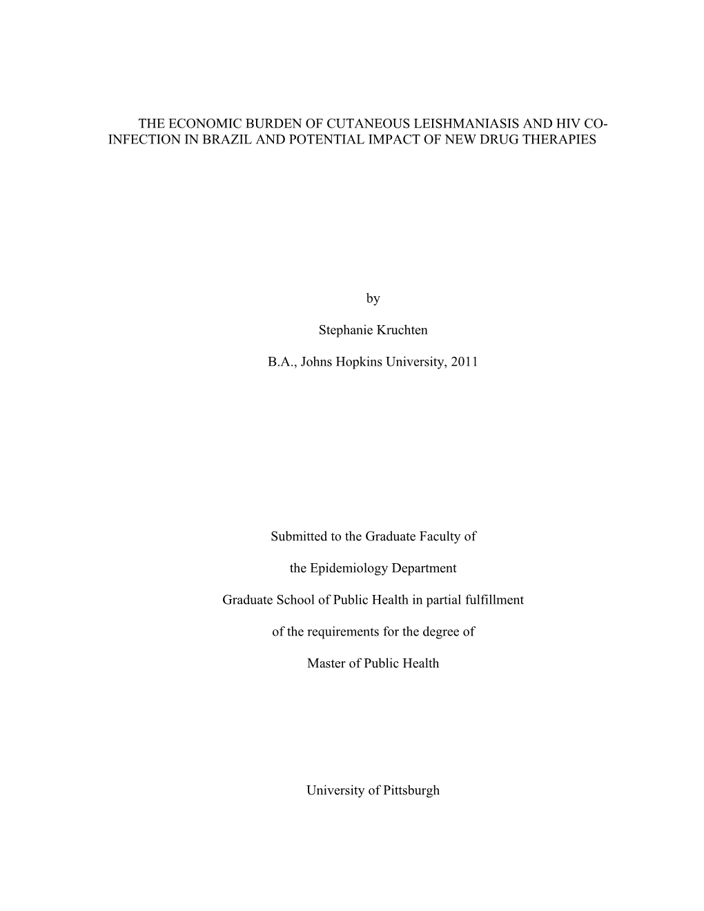 The Economic Burden of Cutaneous Leishmaniasis and Hiv Co-Infection in Brazil and Potential