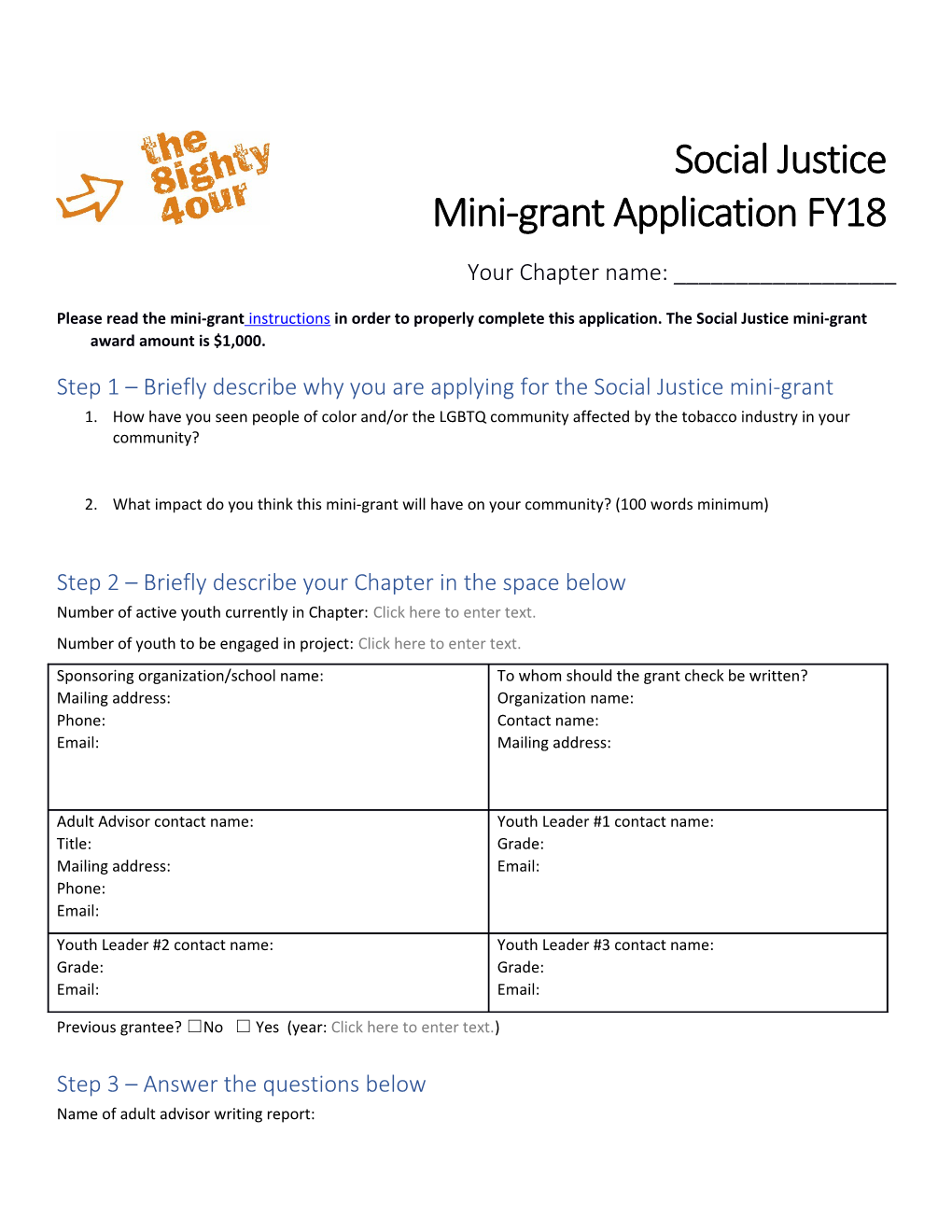 Mini-Grant Application FY18