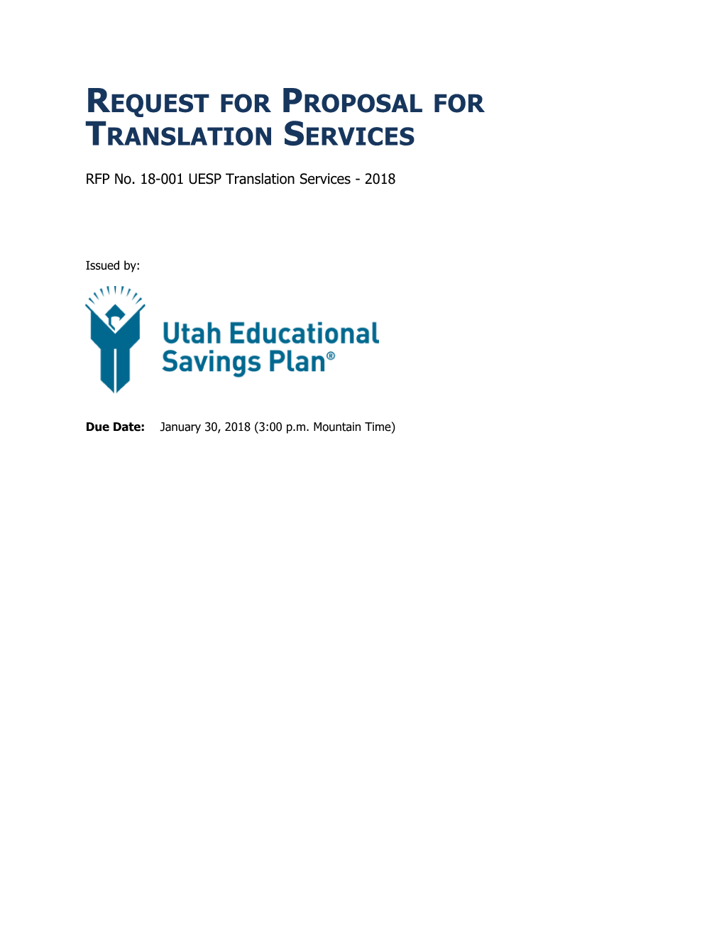 RFP No. 18-001 UESP Translation Services - 2018