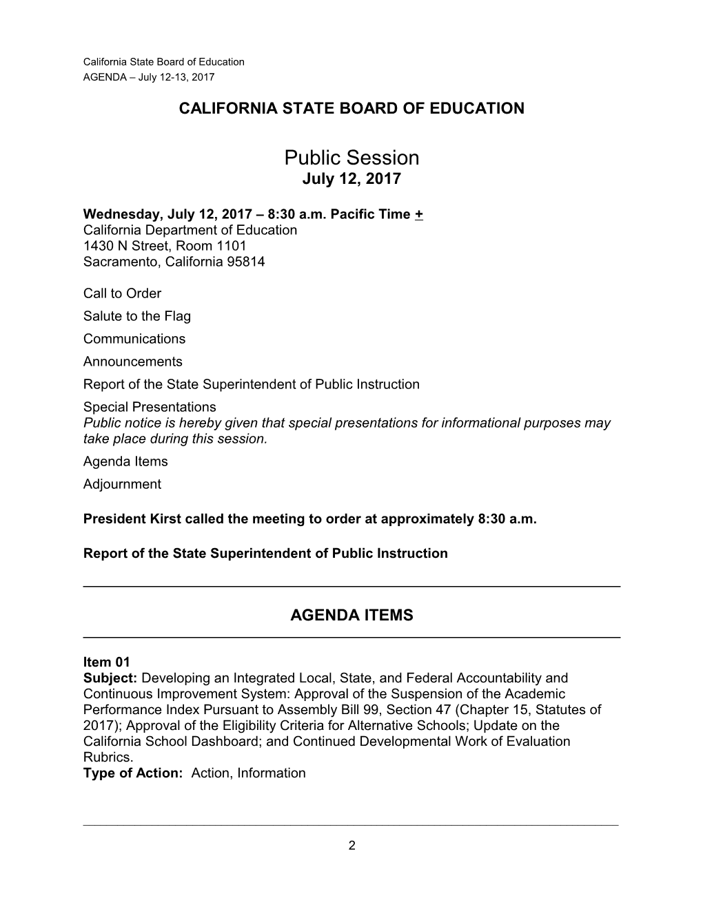 Final Minutes for July 2017 - SBE Minutes (CA State Board of Education)