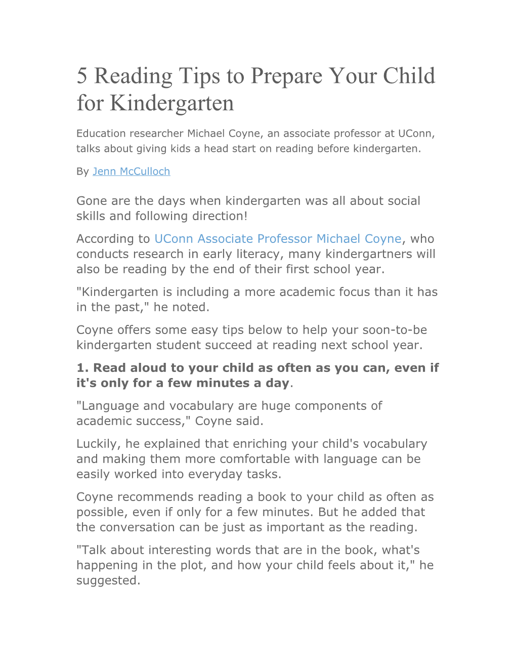 5 Reading Tips to Prepare Your Child for Kindergarten