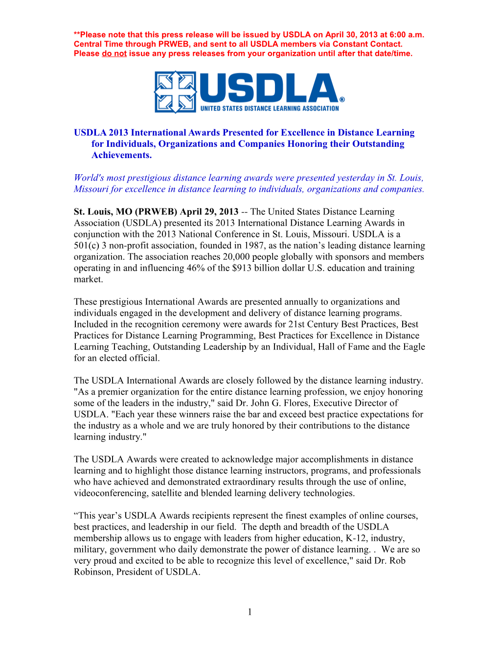 2006 USDLA Distance Learning Awards at the Training Solutions Conference and Expo in Denver