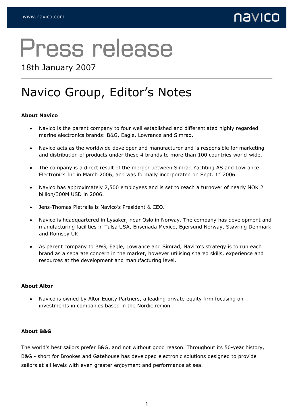 Press Release - Navico