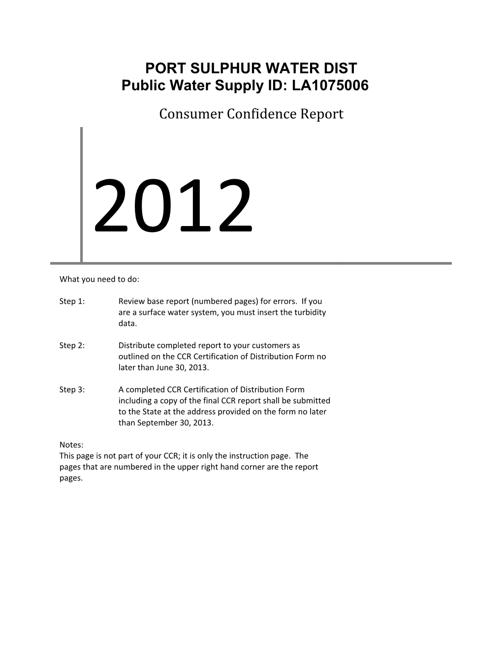 Port Sulphur Water Dist