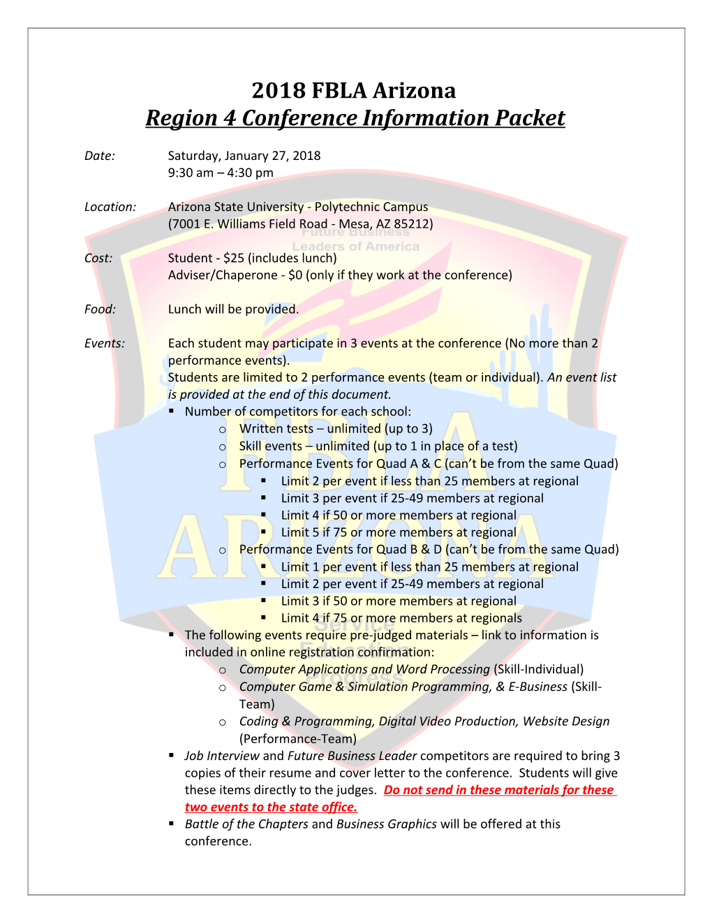 Region 4 Conference Information Packet