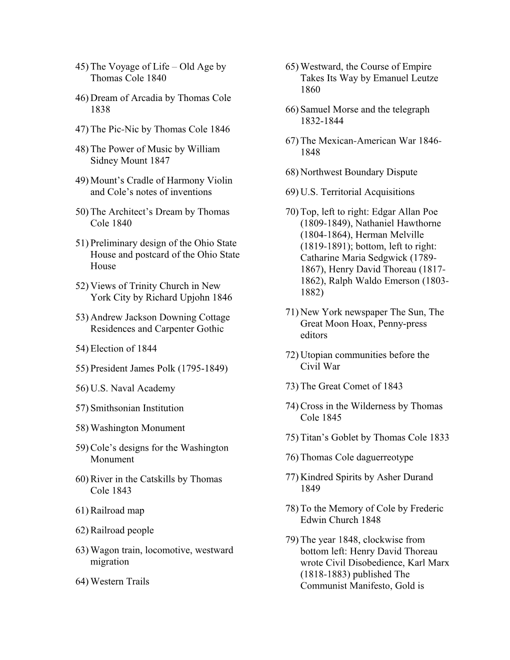 Slide List for American Political and Social History I Jackson to the Civil War