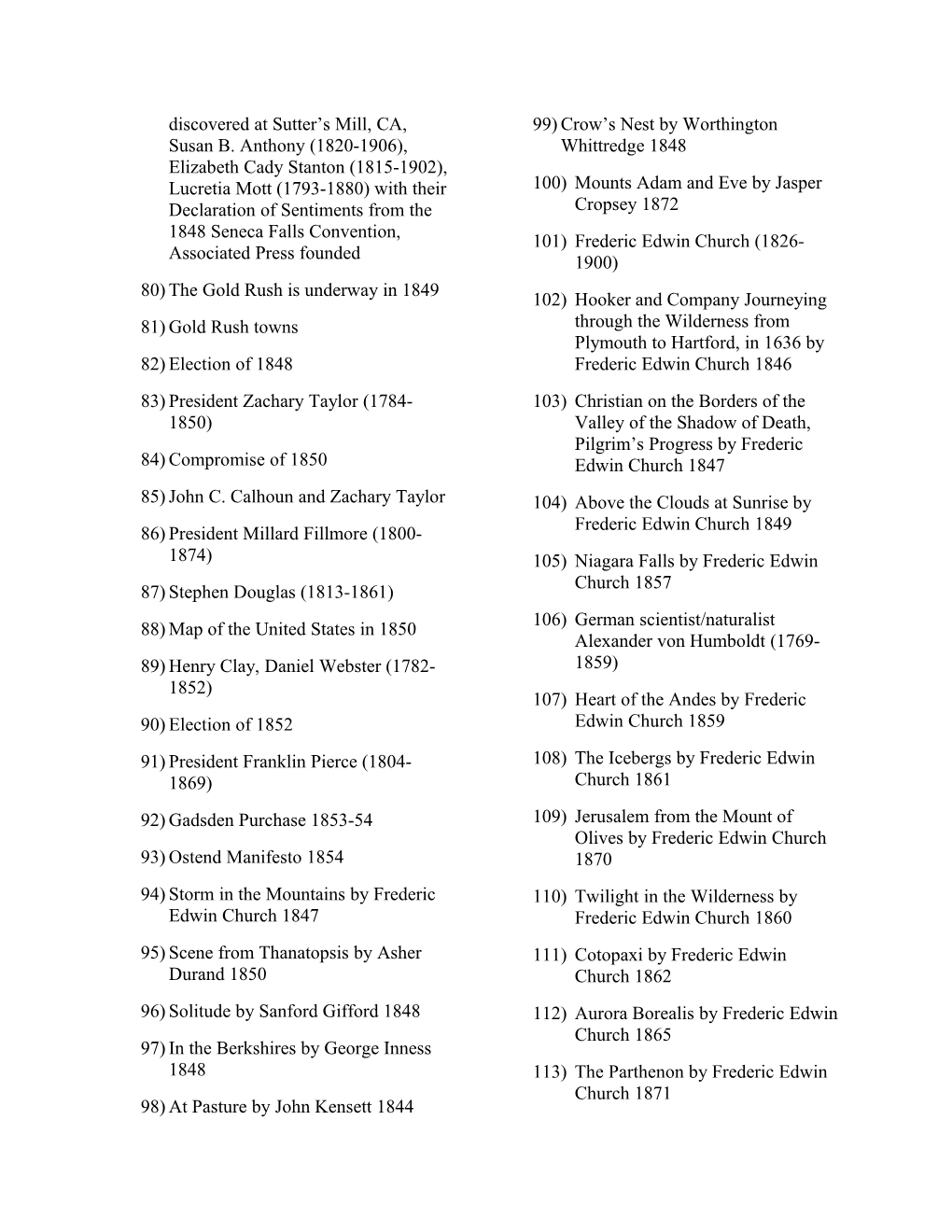 Slide List for American Political and Social History I Jackson to the Civil War