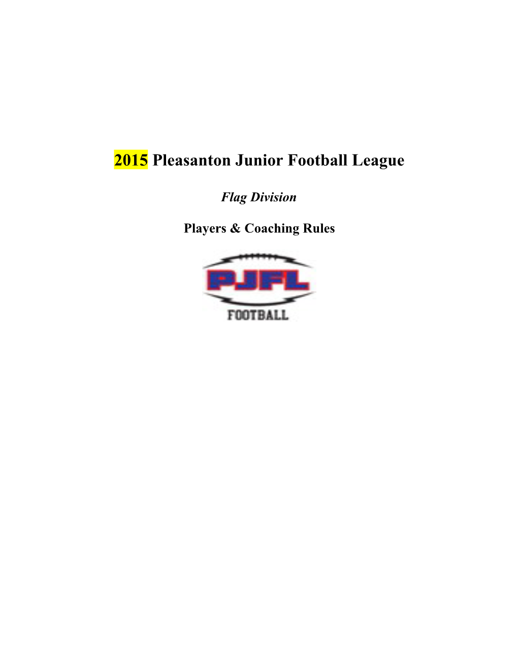 2015Pleasanton Junior Football League