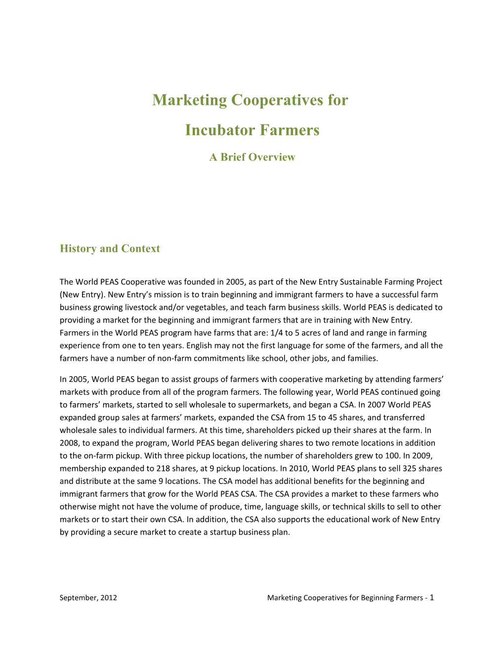 Marketing Cooperatives For