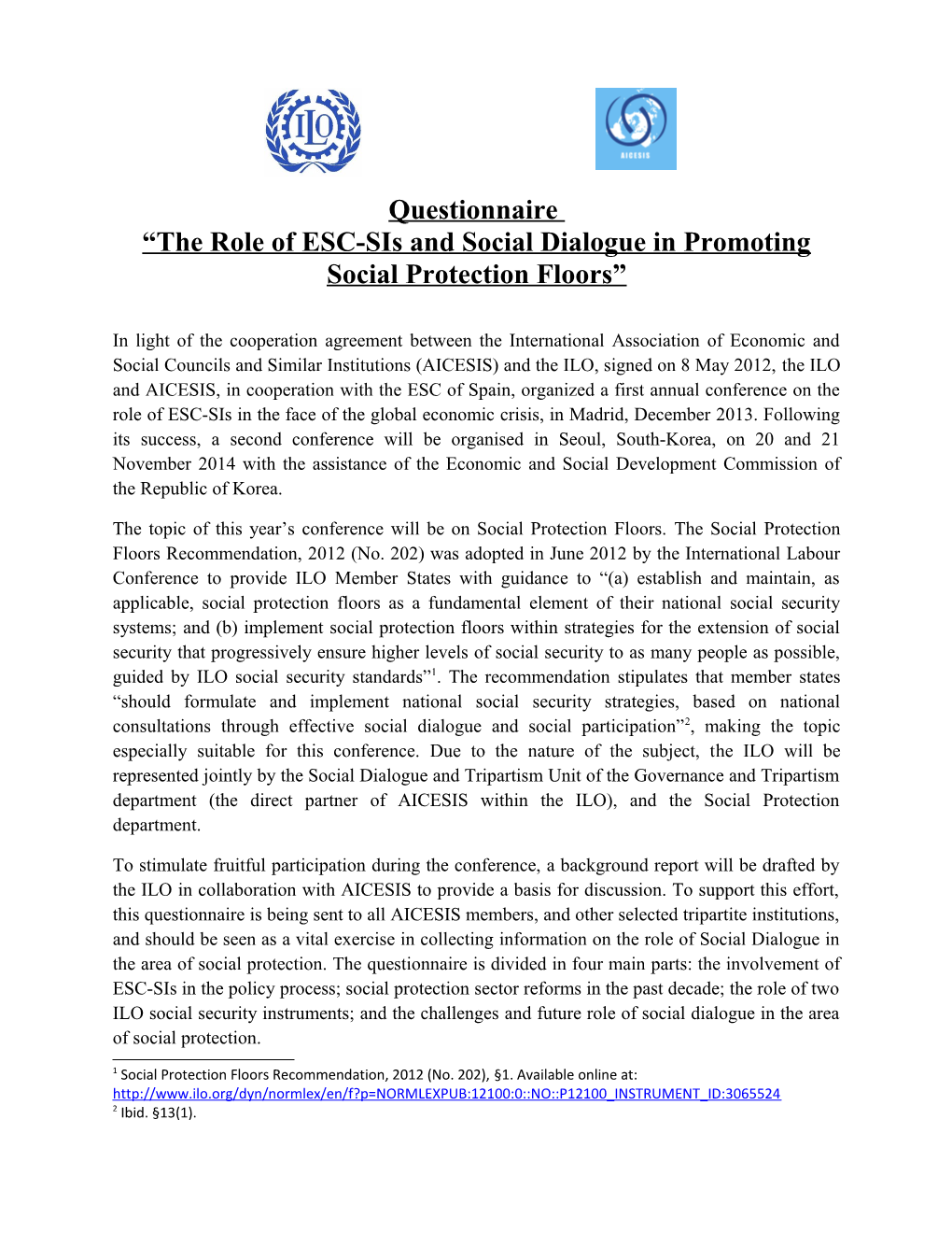 The Role of ESC-Sis and Social Dialogue in Promoting Social Protection Floors