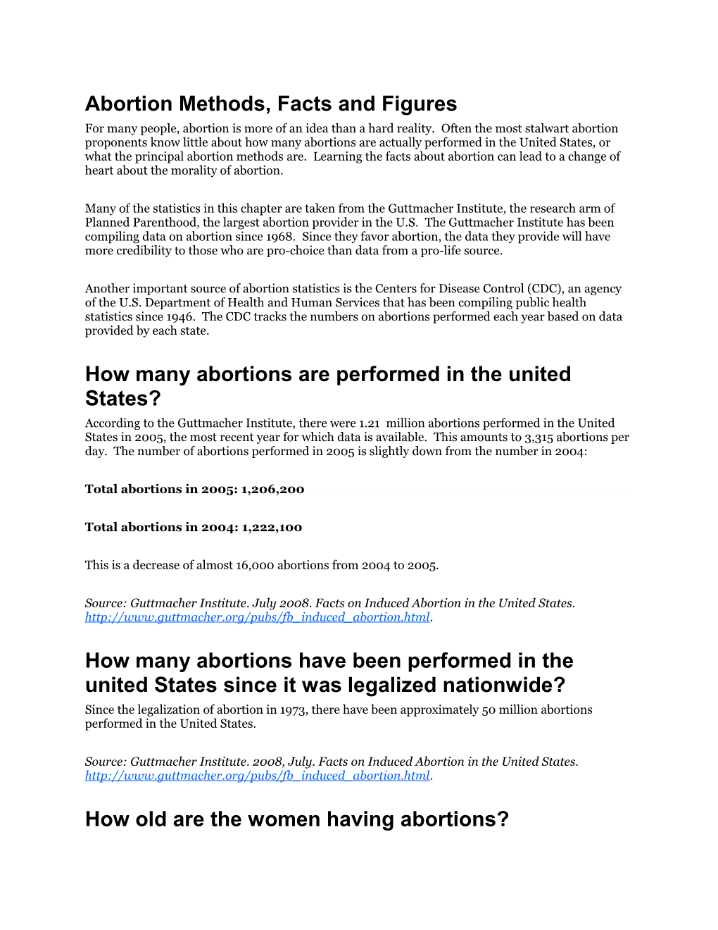 Abortion Methods, Facts and Figures