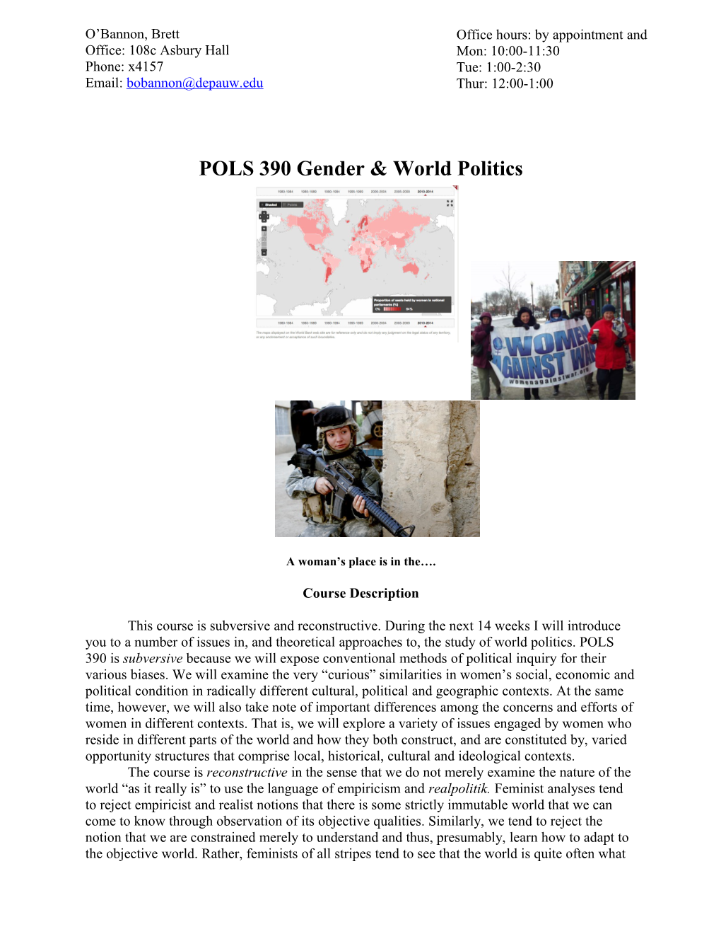 POLS 390Gender & World Politics