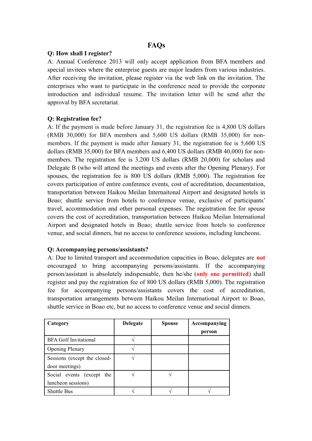 Frequently Asked Questions (FAQ) on BFA AC2007