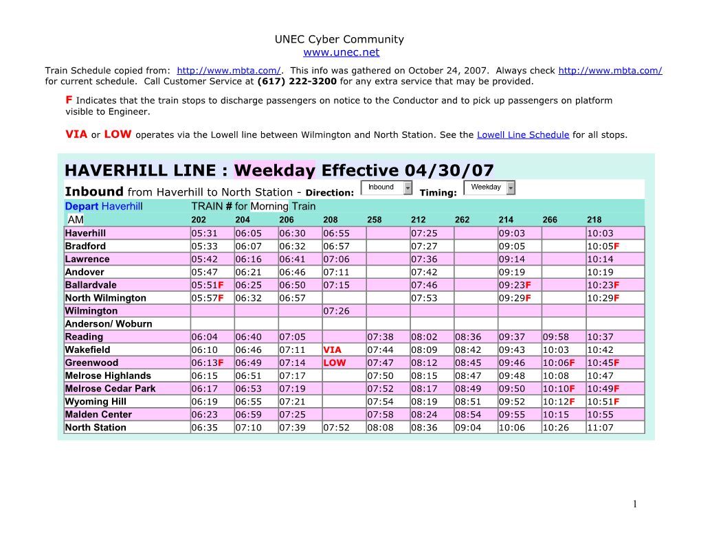 Haverhill Train Schedule