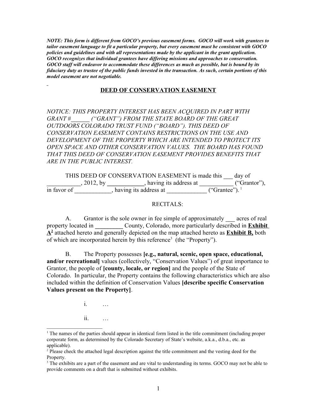NOTE That This Form Looks Different from GOCO S Past Easement Forms
