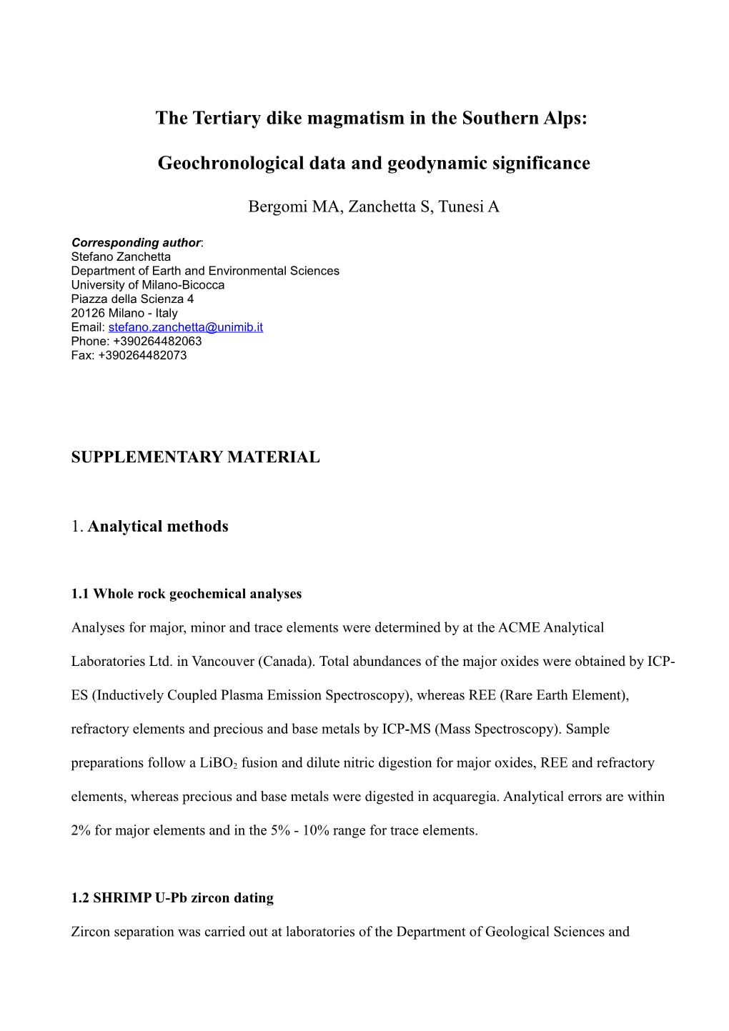 The Tertiary Dike Magmatism in the European Southern Alps