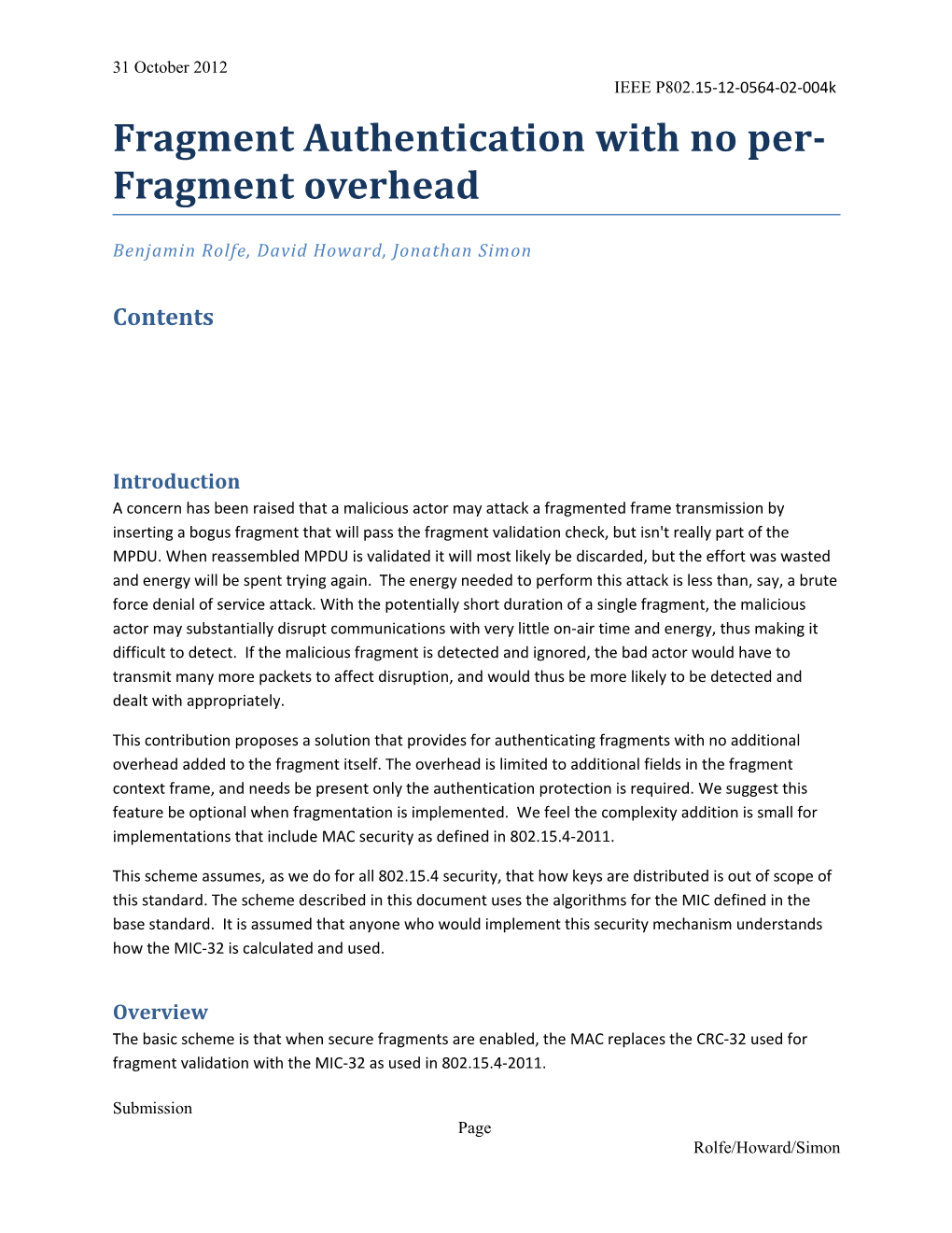 Proposed Fragment Authentication