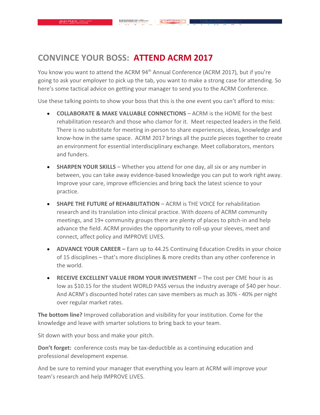 Convince Your Boss: Attend ACRM 2017