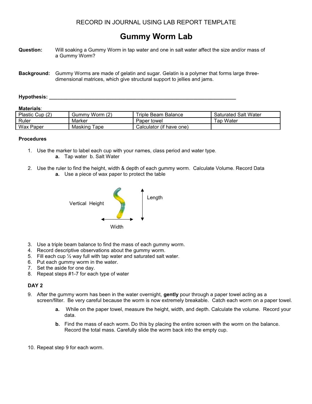 Gummy Worm Lab